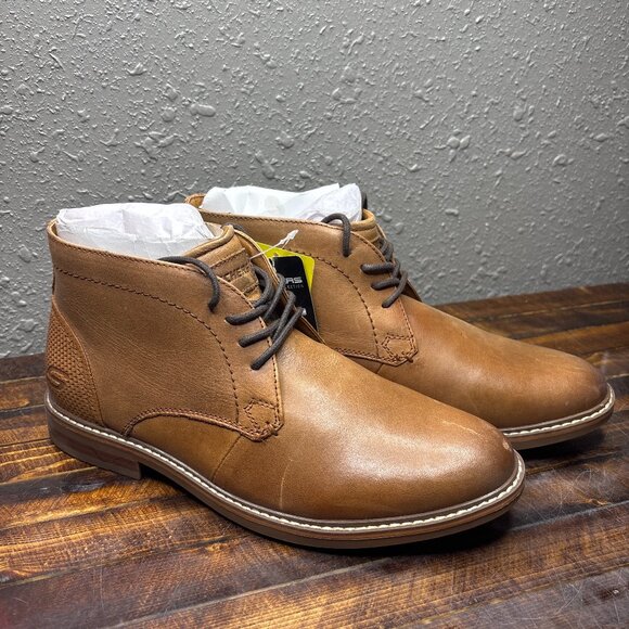 Skechers Bregman Calsen Street Dress Ankle Boots Mens Size 8 Cognac Leather NWT - Picture 2 of 6
